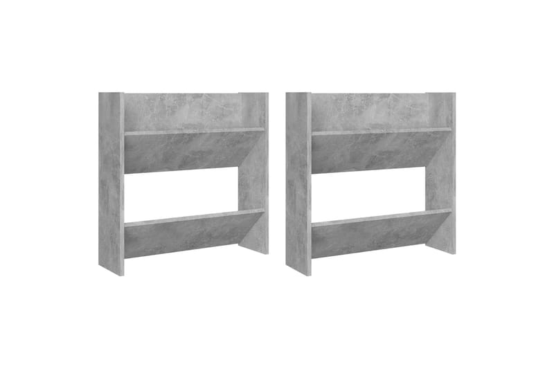 væghængte skoskabe 2 stk. 60x18x60 cm spånplade betongrå - Grå - Opbevaring - Skoopbevaring