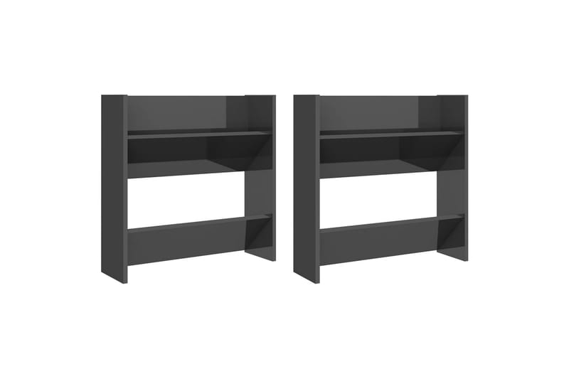 væghængte skoskabe 2 stk. 60x18x60 cm spånplade - Grå - Opbevaring - Skoopbevaring