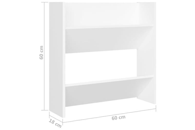 væghængte skoskabe 2 stk. 60x18x60 cm spånplade hvid - Hvid - Opbevaring - Skoopbevaring