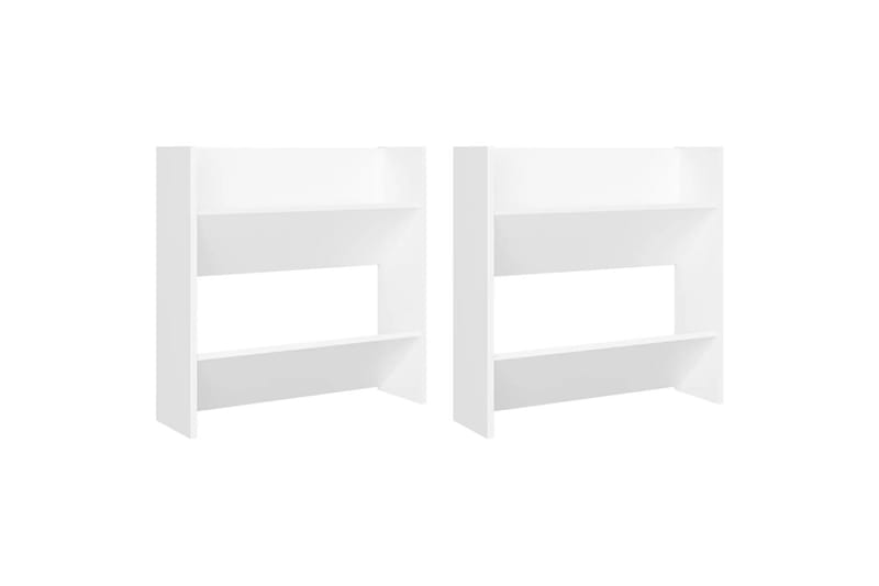 væghængte skoskabe 2 stk. 60x18x60 cm spånplade hvid - Hvid - Opbevaring - Skoopbevaring