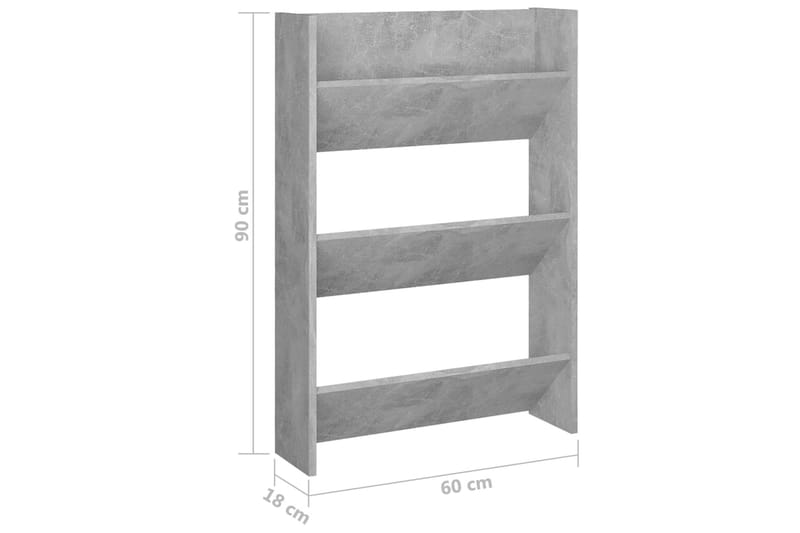 væghængte skoskabe 2 stk. 60x18x90 cm spånplade betongrå - Grå - Opbevaring - Skoopbevaring