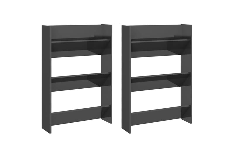 væghængte skoskabe 2 stk. 60x18x90 cm spånplade - Grå - Opbevaring - Skoopbevaring