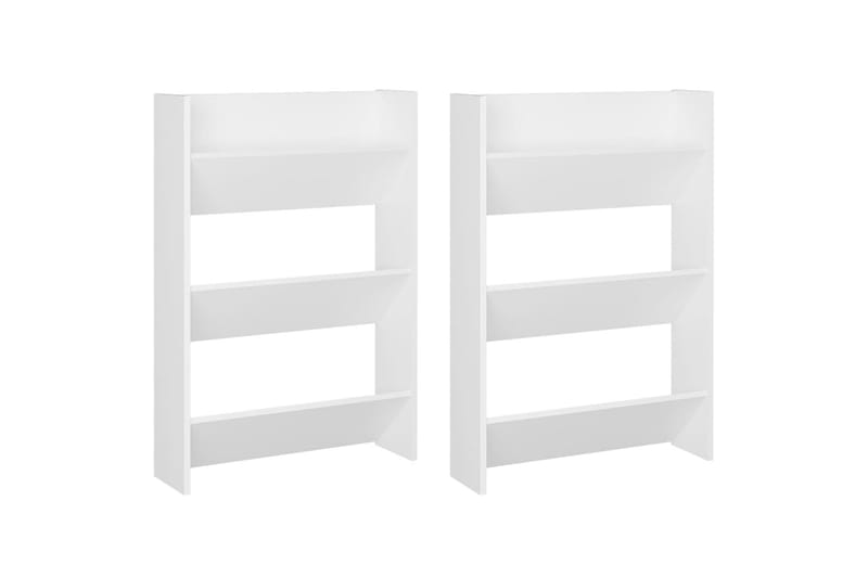 væghængte skoskabe 2 stk. 60x18x90 cm spånplade hvid - Hvid - Opbevaring - Skoopbevaring