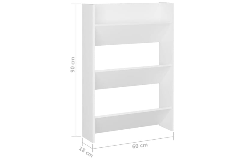 væghængte skoskabe 2 stk. 60x18x90 cm spånplade hvid - Hvid - Opbevaring - Skoopbevaring