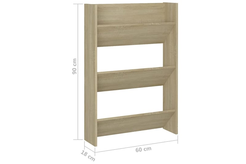 væghængte skoskabe 2 stk. 60x18x90 cm spånplade sonoma-eg - Brun - Opbevaring - Skoopbevaring