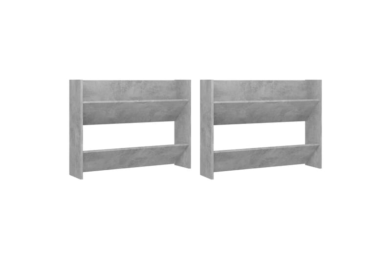 væghængte skoskabe 2 stk. 80x18x60 cm spånplade betongrå - Grå - Opbevaring - Skoopbevaring