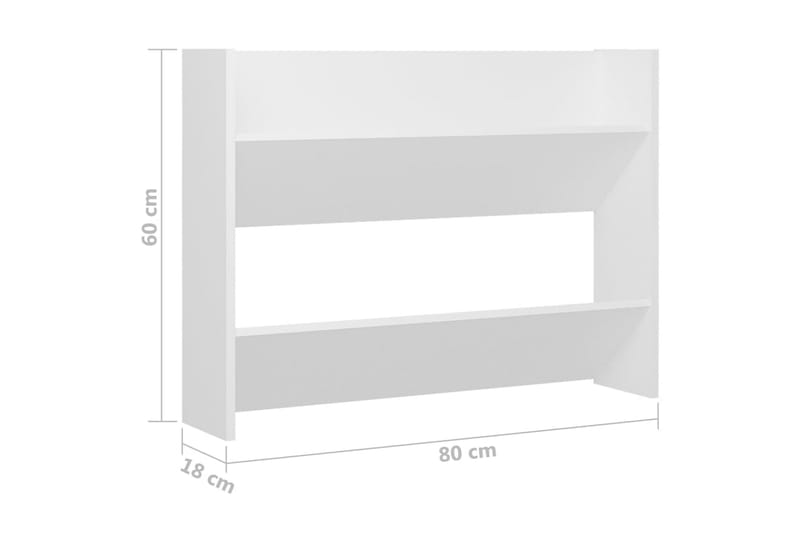 væghængte skoskabe 2 stk. 80x18x60 cm spånplade hvid - Hvid - Opbevaring - Skoopbevaring