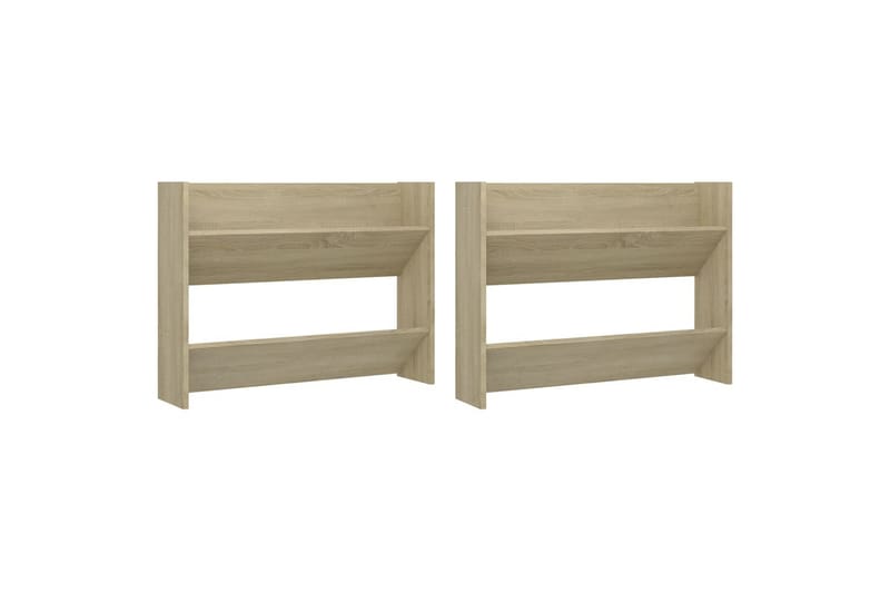 væghængte skoskabe 2 stk. 80x18x60 cm spånplade sonoma-eg - Brun - Opbevaring - Skoopbevaring