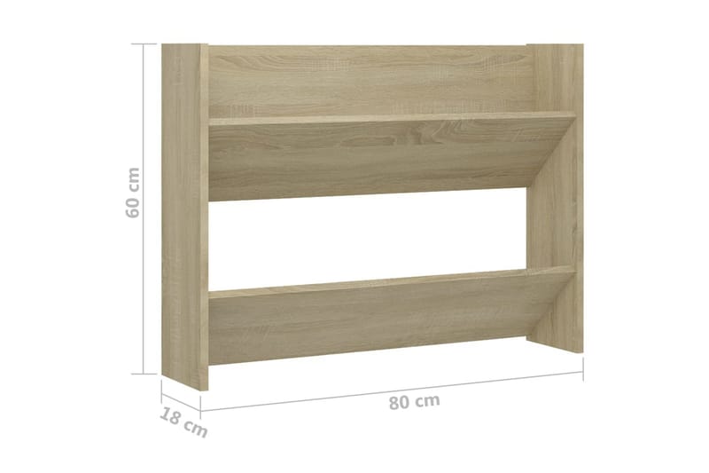 væghængte skoskabe 2 stk. 80x18x60 cm spånplade sonoma-eg - Brun - Opbevaring - Skoopbevaring
