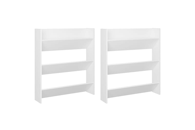 væghængte skoskabe 2 stk. 80x18x90 cm spånplade hvid - Hvid - Opbevaring - Skoopbevaring