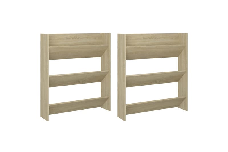 væghængte skoskabe 2 stk. 80x18x90 cm spånplade sonoma-eg - Brun - Opbevaring - Skoopbevaring - Skoskab