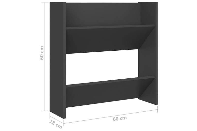 væghængte skoskabe 4 stk. 60x18x60 cm spånplade grå - Grå - Entréopbevaring - Skoopbevaring - Skohylde