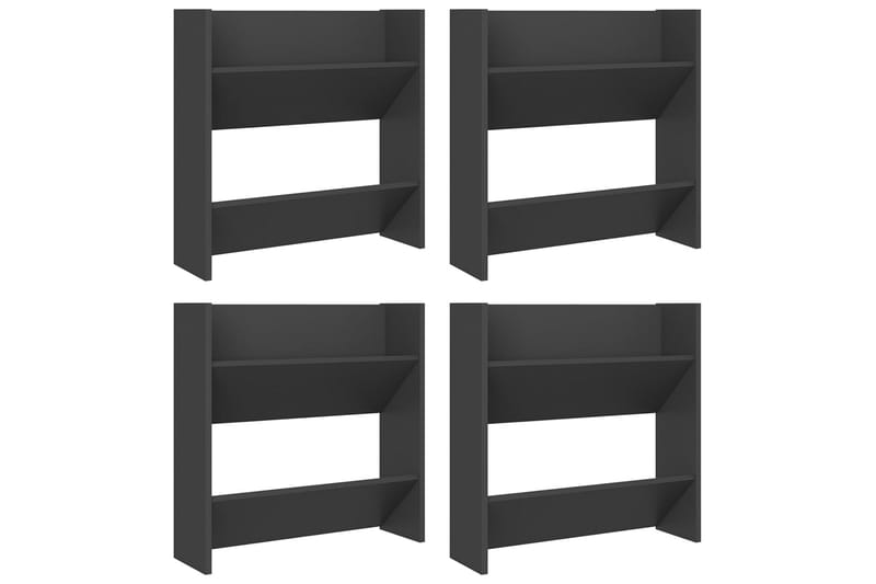 væghængte skoskabe 4 stk. 60x18x60 cm spånplade grå - Grå - Opbevaring - Skoopbevaring
