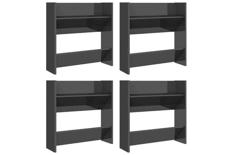 væghængte skoskabe 4 stk. 60x18x60 cm spånplade - Grå - Opbevaring - Skoopbevaring