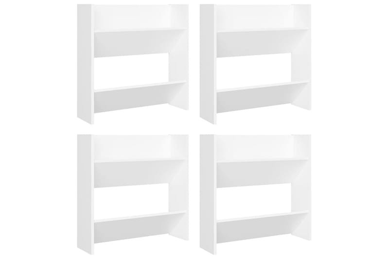 væghængte skoskabe 4 stk. 60x18x60 cm spånplade hvid - Hvid - Opbevaring - Skoopbevaring