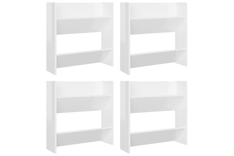 væghængte skoskabe 4 stk. 60x18x60 cm spånplade - Hvid - Opbevaring - Skoopbevaring