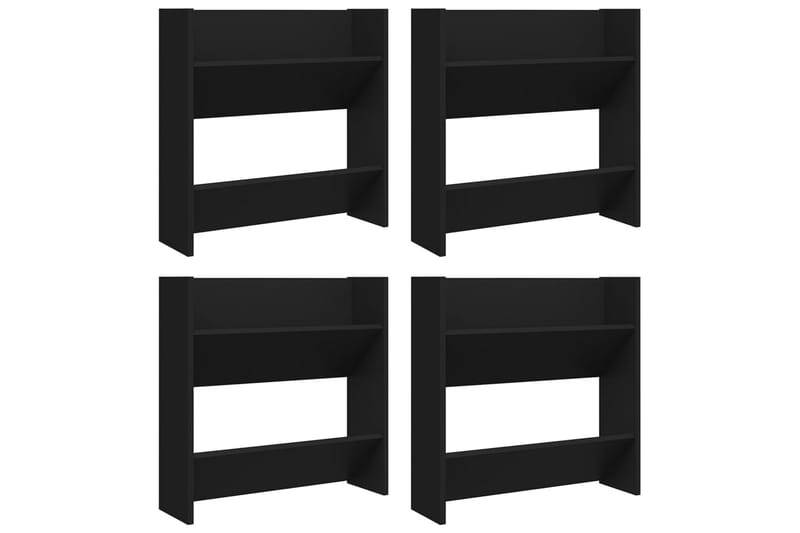 væghængte skoskabe 4 stk. 60x18x60 cm spånplade sort - Sort - Opbevaring - Skoopbevaring