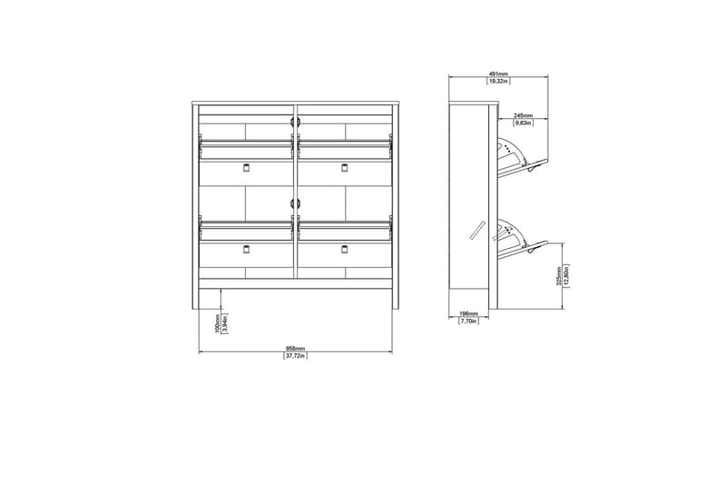 Vallvidera Skoskab 102,6 cm - Sort - Opbevaring - Skoopbevaring - Skoskab
