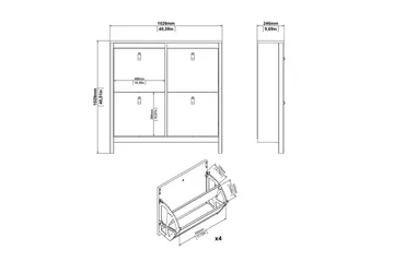 Vallvidera Skoskab 102,6 cm - Sort - Opbevaring - Skoopbevaring