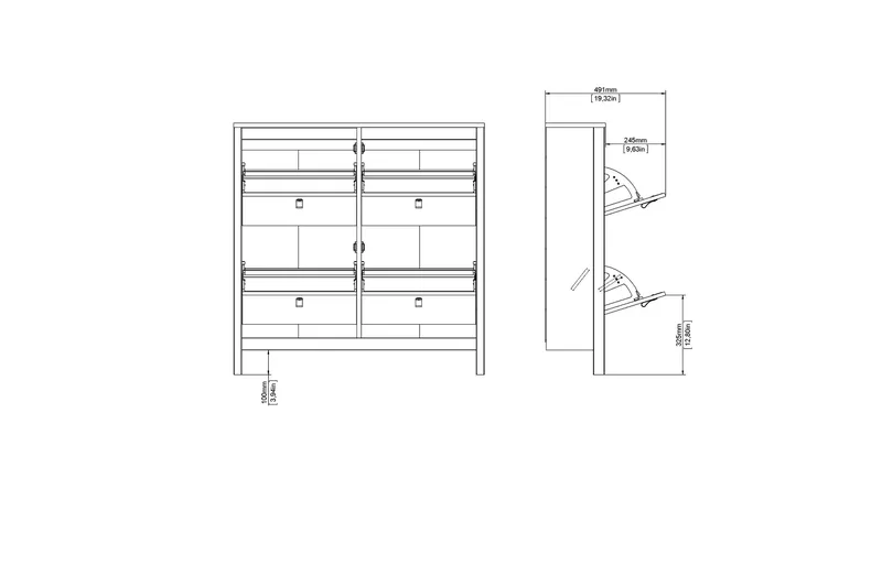 Vallvidera Skoskab 25x102 cm - Sort/Natur - Opbevaring - Skoopbevaring - Skoskab