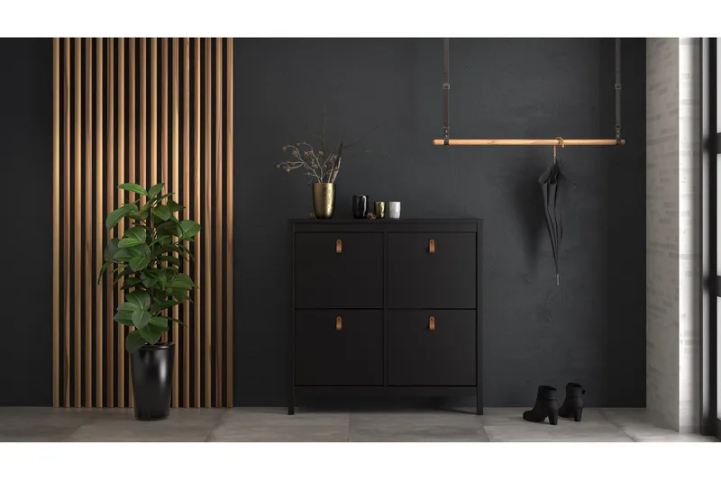 Vallvidera Skoskab 25x102 cm - Sort/Natur - Opbevaring - Skoopbevaring - Skoskab