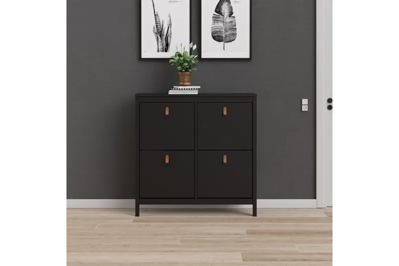 Vallvidera Skoskab 25x102 cm - Sort/Natur - Opbevaring - Skoopbevaring - Skoskab