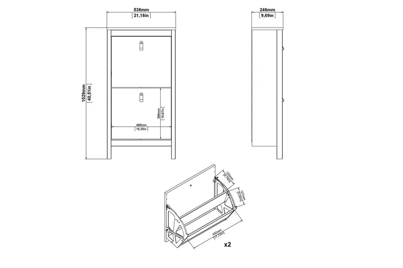 Vallvidera Skoskab 54 cm - Beige - Opbevaring - Skoopbevaring - Skoskab
