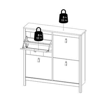 Vallvidera Skoskab med 4 rum 103x25x103 cm - Opbevaring - Skoopbevaring
