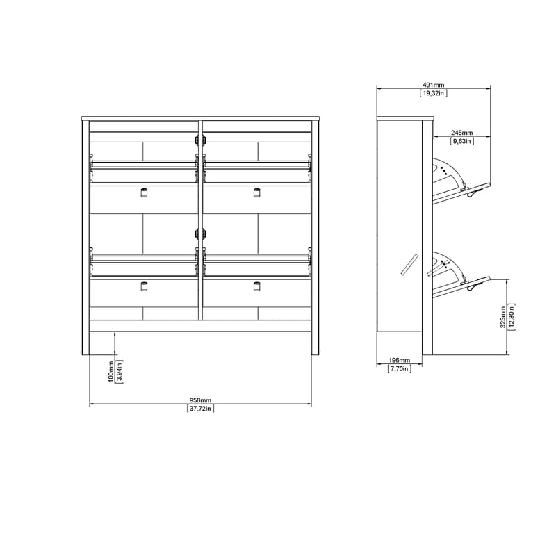 Vallvidera Skoskab med 4 rum 103x25x103 cm - Opbevaring - Skoopbevaring - Skoskab
