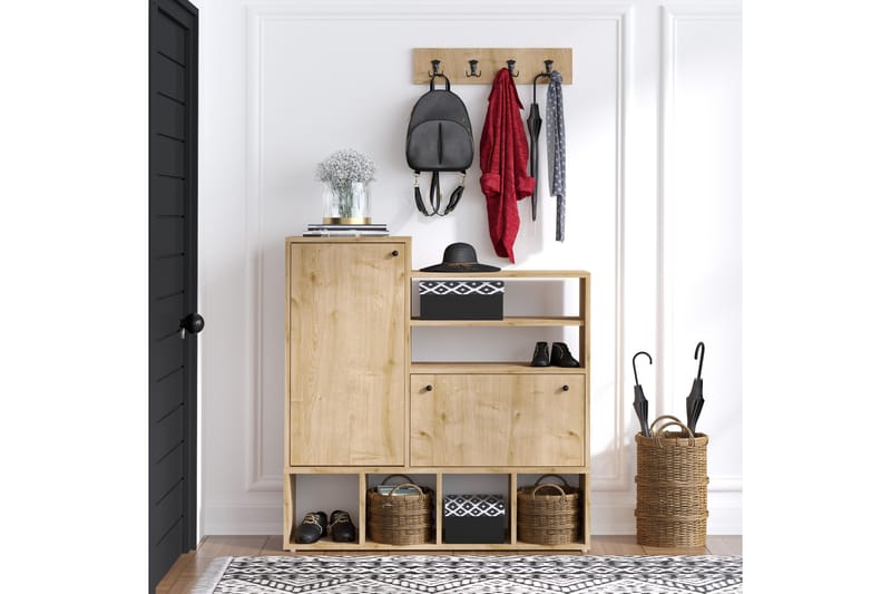 Varmald Skoskab 35x100 cm - Natur/Hvid - Opbevaring - Skoopbevaring - Skoskab