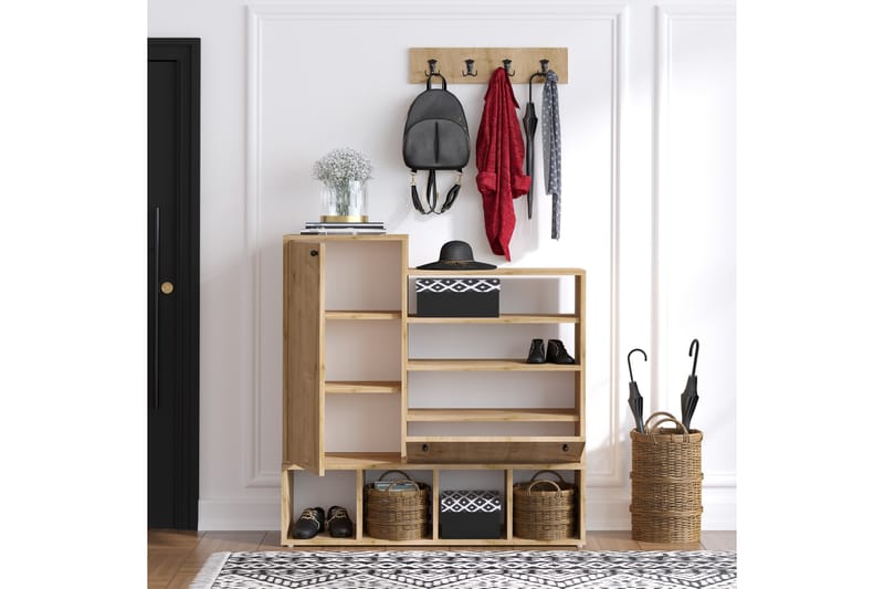 Varmald Skoskab 35x100 cm - Natur/Hvid - Opbevaring - Skoopbevaring - Skoskab