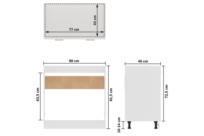 Vaskeunderskab 80x46x81,5 cm spånplade hvid - Hvid - Skoskab - Entréopbevaring - Skoopbevaring