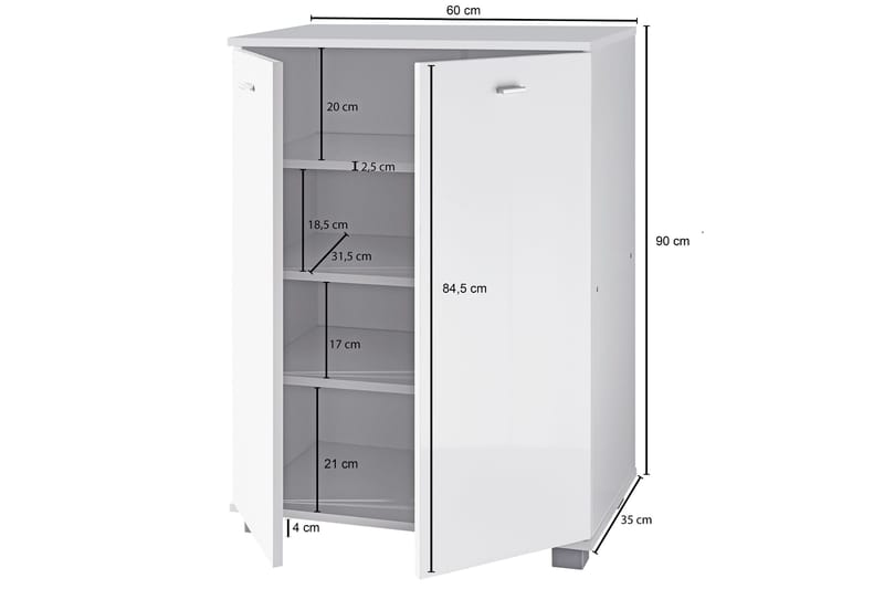 Vassell skoskab - Hvid - Opbevaring - Skoopbevaring - Skoskab