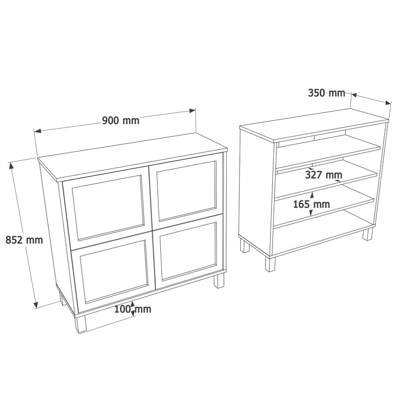 Skoskab Hanah Home Dune (90 x 85,2 x 35 cm) Eg - Eg - Opbevaring - Entréopbevaring