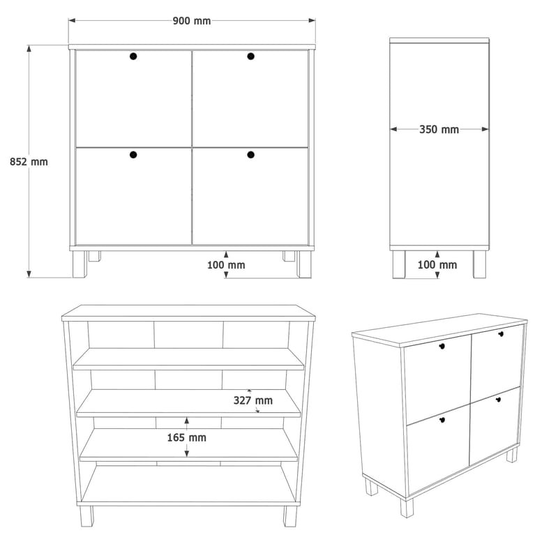 Skoskab Hanah Home Nord (90 x 85,2 x 35 cm) White Oak - Hvid eg - Opbevaring - Entréopbevaring