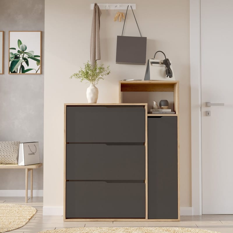 Skoskab Homitis Icono (108 x 130,6 x 30 cm) Eg antracit - Eg og antracit - Opbevaring - Entréopbevaring