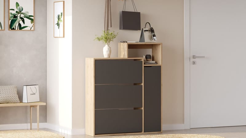 Skoskab Homitis Icono (108 x 130,6 x 30 cm) Eg antracit - Eg og antracit - Opbevaring - Entréopbevaring