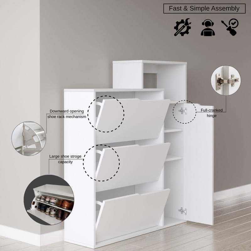 Skoskab Homitis Icono (108 x 130,6 x 30 cm) Hvid - Opbevaring - Entréopbevaring