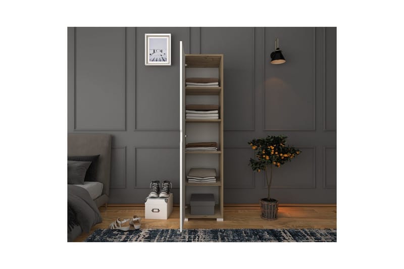 Garderobe Doranstead Lys Valnød / Hvid - Hvid/Lysfarvet træ - Opbevaring - Tøjopbevaring - Garderobeskabe