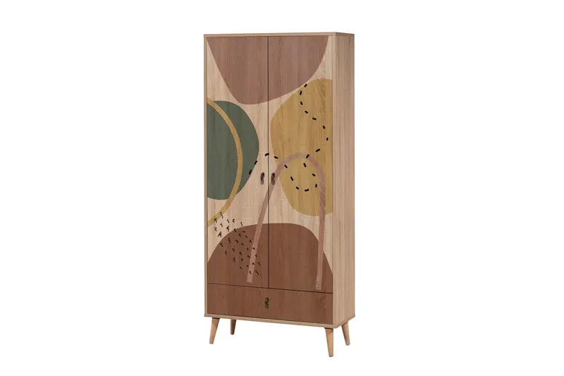 Bertoaria Garderobe 80x190 cm Brun - Hanah Home - Opbevaring - Tøjopbevaring - Garderobeskabe
