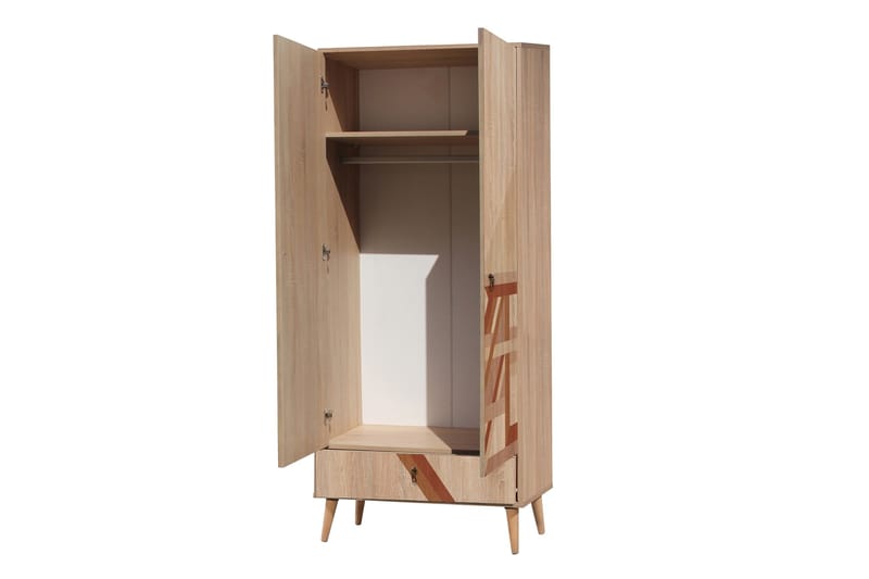 Bertoaria Garderobe 80x190 cm Brun - Hanah Home - Opbevaring - Tøjopbevaring - Garderobeskabe
