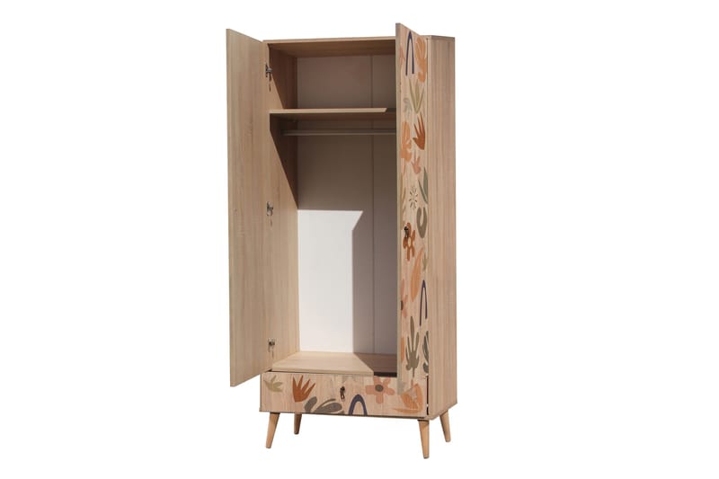 Bertoaria Garderobe 80x190 cm Brun - Hanah Home - Opbevaring - Tøjopbevaring - Garderobeskabe