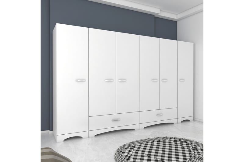 Jaitun Garderobeskab 243x181 cm Hvid - Hanah Home - Opbevaring - Tøjopbevaring - Garderobeskabe