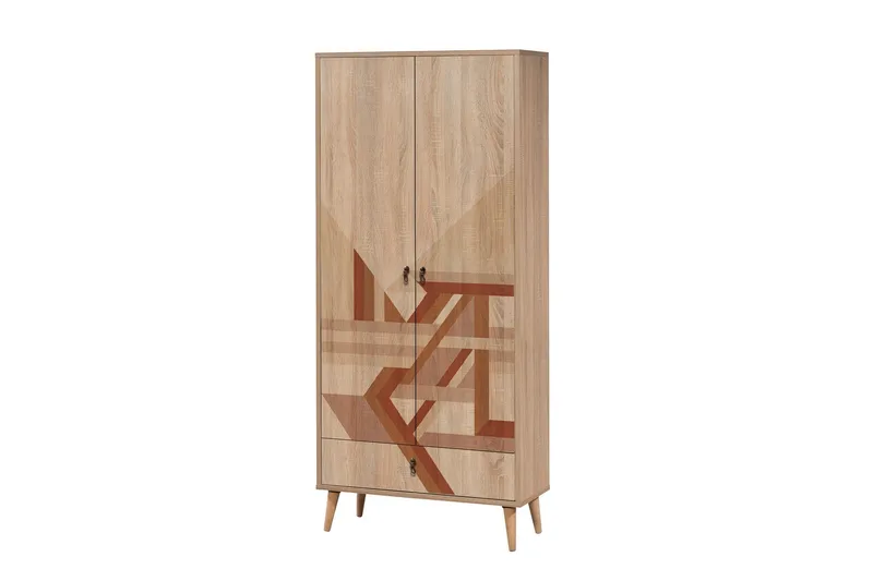 Bertoaria Garderobe 80x190 cm Brun - Hanah Home - Opbevaring - Tøjopbevaring - Garderobeskabe