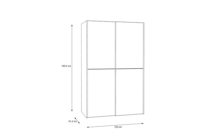 Shipts Garderobe 62x120 cm - Hvid - Opbevaring - Tøjopbevaring - Garderobeskabe