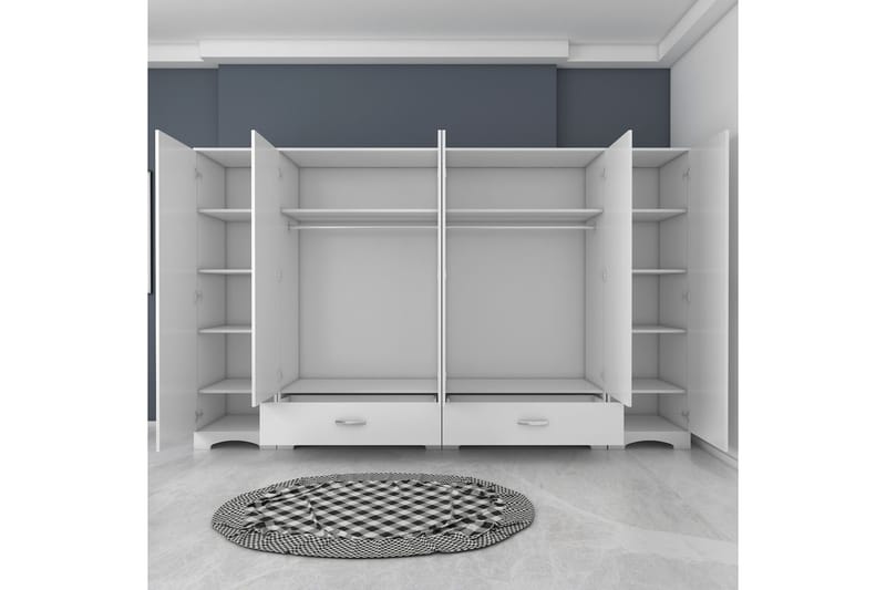 Jaitun Garderobeskab 243x181 cm Hvid - Hanah Home - Opbevaring - Tøjopbevaring - Garderobeskabe