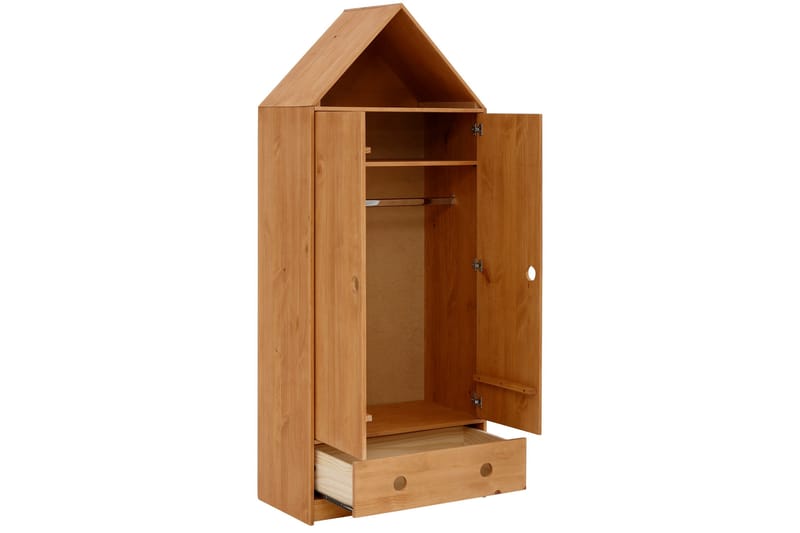 Masoomya Børnegarderobe 75x180 cm - Brun - Møbler - Børnemøbler - Opbevaring børneværelse - Garderobe børn