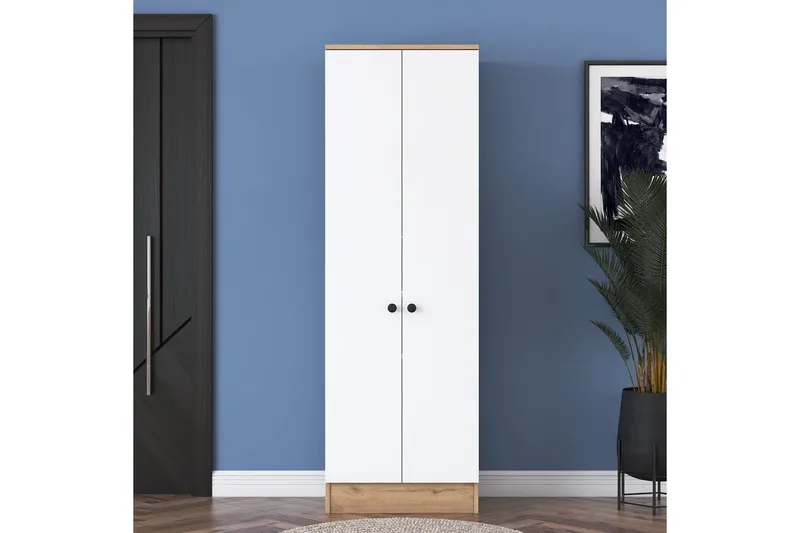 Hooda Garderobeskab 59,8x182,8 cm Brun/Hvid - Hanah Home - Opbevaring - Tøjopbevaring - Garderobeskabe