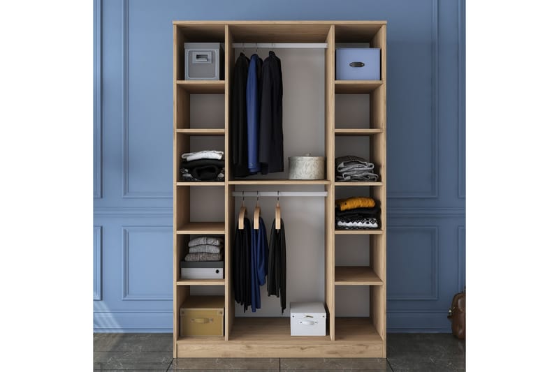 Jaioni Garderobeskab 120x190,8 cm Brun/Hvid - Hanah Home - Opbevaring - Tøjopbevaring - Garderobeskabe