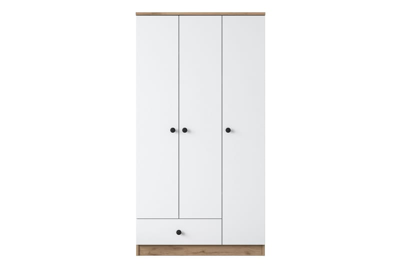 Jain Garderobeskab 90x170 cm Brun/Hvid - Hanah Home - Opbevaring - Tøjopbevaring - Garderobeskabe